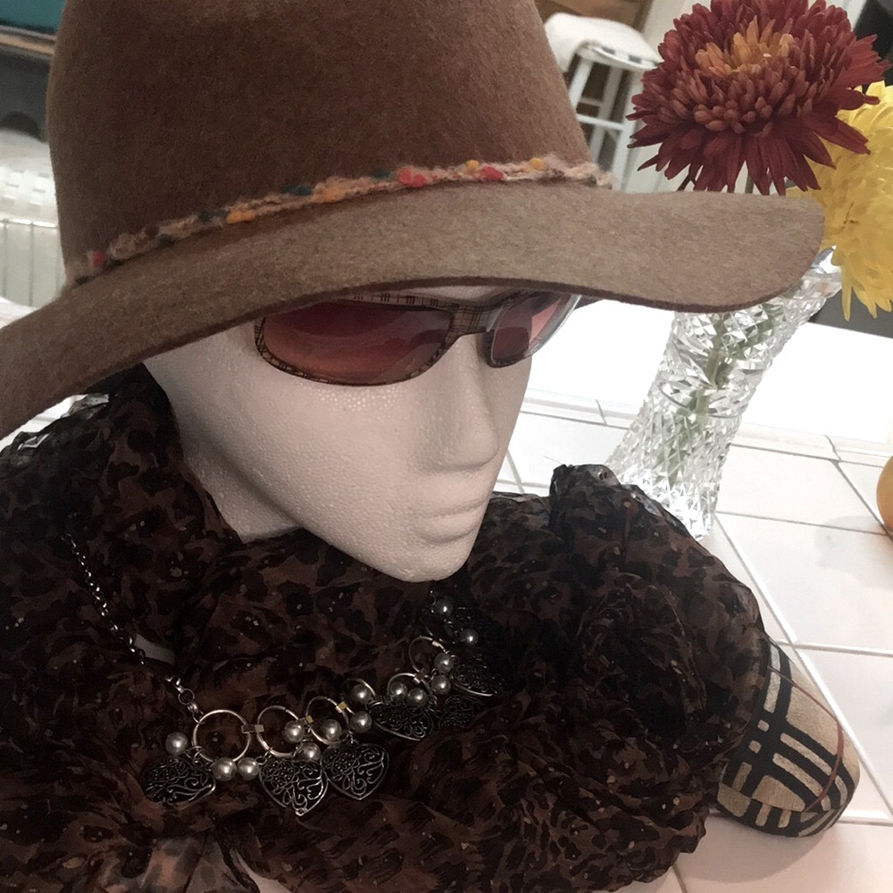 ZARA Stylish Coco Brown Felt Hat with Multicolor Cord Trim